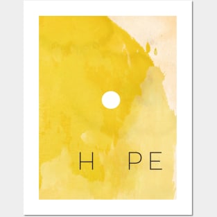 Hope Inspirational Quote Sun Yellow Watercolor Posters and Art